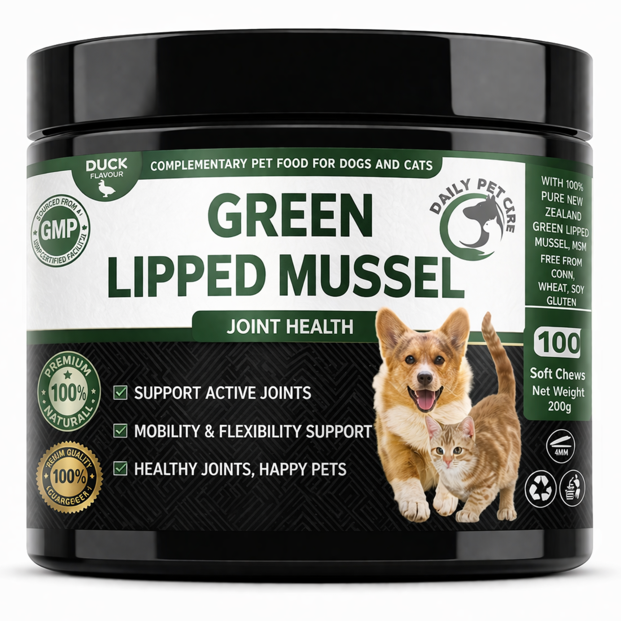 Green Lipped Mussel for Dogs & Cats – Joint Supplement with Glucosamine MSM & Chondroitin, Pet Mobility & Hip Support, Daily Soft Chews UK