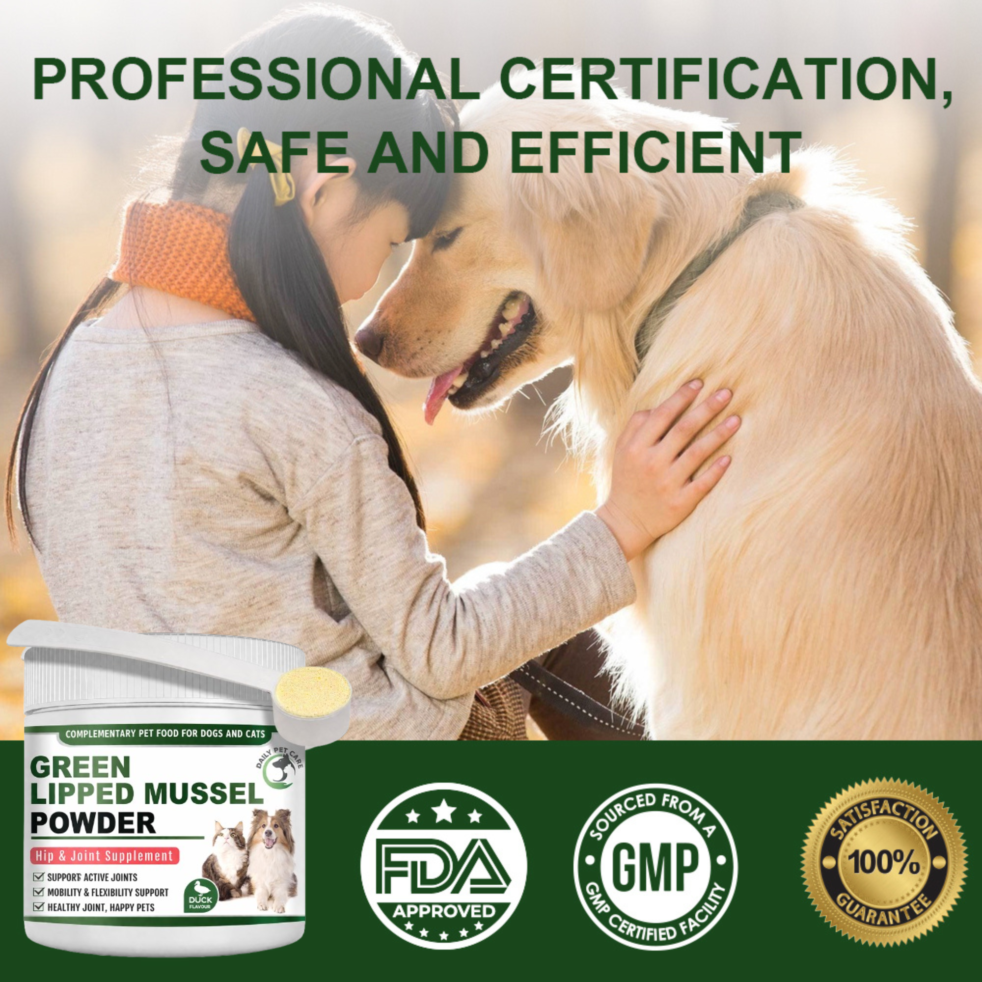 Dog Joint Supplement Powder UK – Green Lipped Mussel for Dogs with Glucosamine MSM & Chondroitin, Mobility & Joint Support for Dogs & Cats