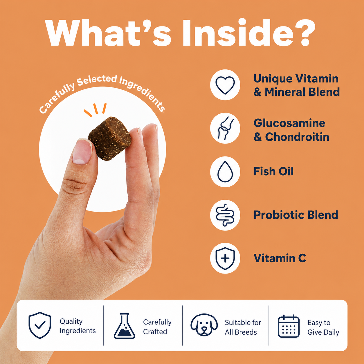 Dog Multivitamin UK – 15-in-1 Dog Multivitamin Chews for Dogs with Probiotics, Glucosamine & Omega Oils | Daily Dog Supplement | DailyPetCare