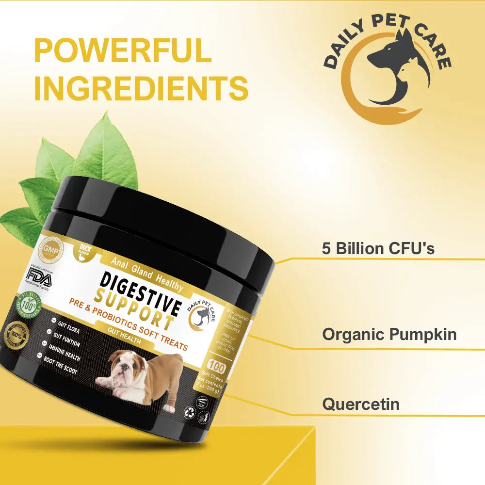 Soft probiotic dog treats for digestion and gut health support