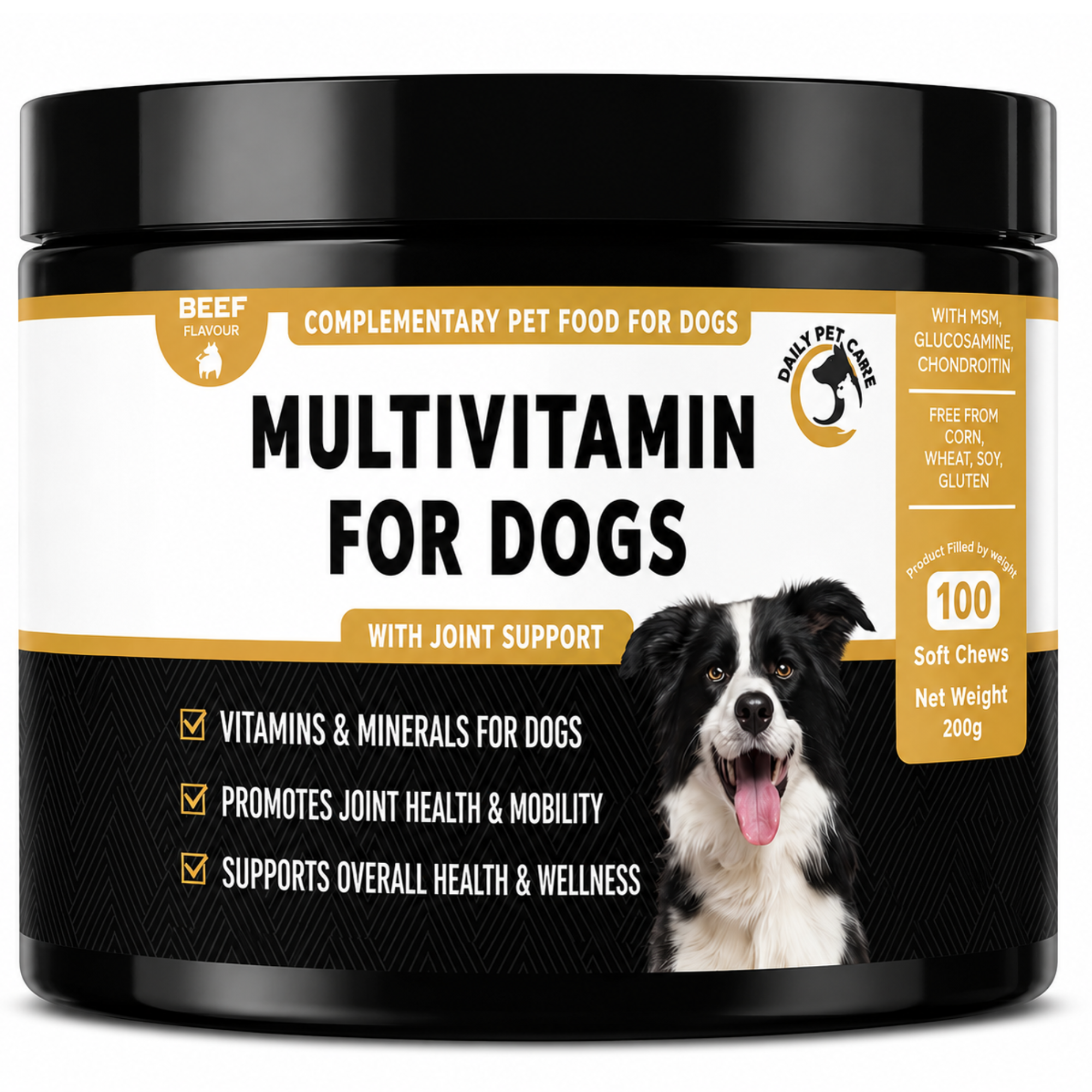 Dog Multivitamin UK – 15-in-1 Dog Multivitamin Chews for Dogs with Probiotics, Glucosamine & Omega Oils | Daily Dog Supplement | DailyPetCare