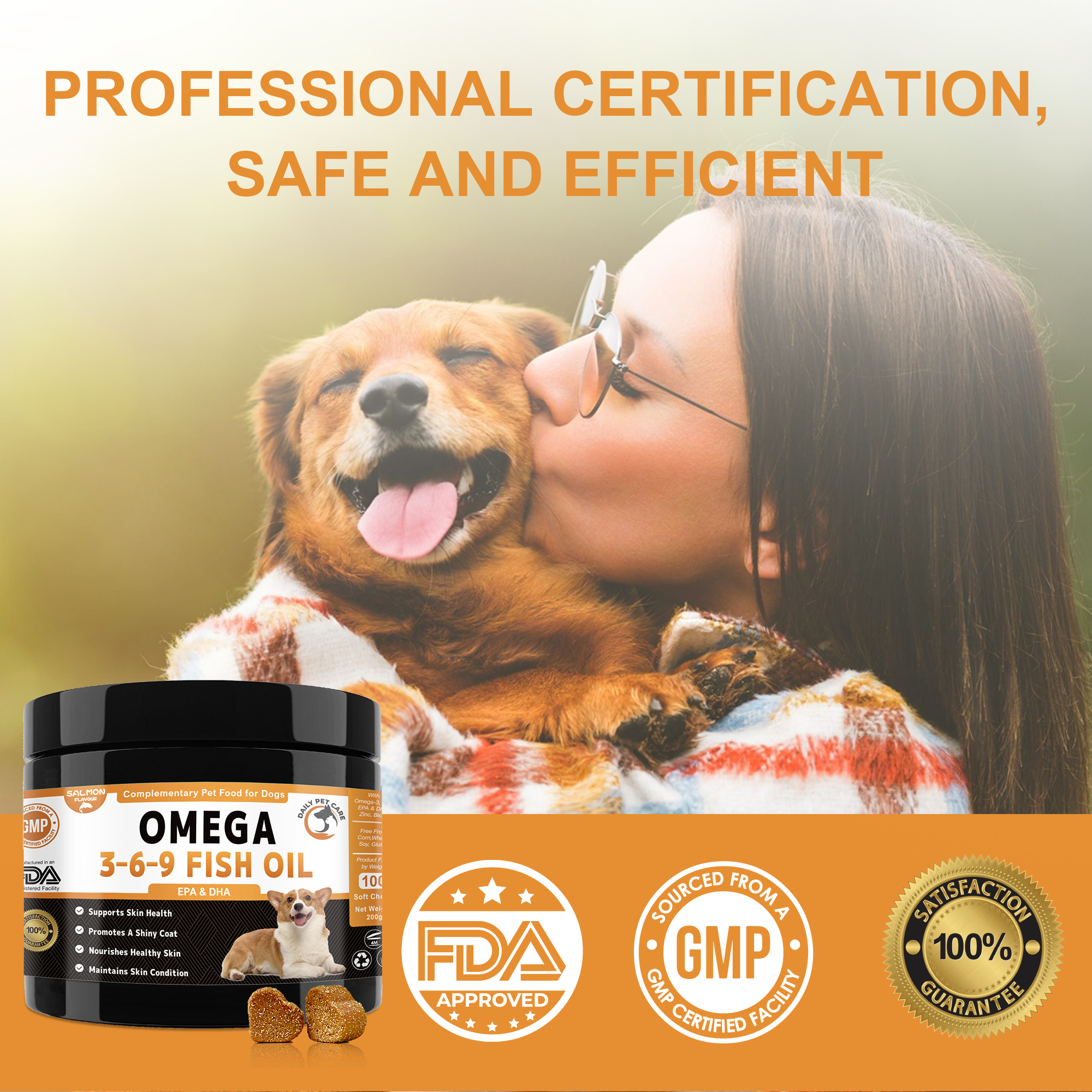 Omega 3 for Dogs UK – Salmon Oil Chews with EPA & DHA | Skin & Coat Supplement for Dogs | Fish Oil Dog Treats | Daily Pet Care