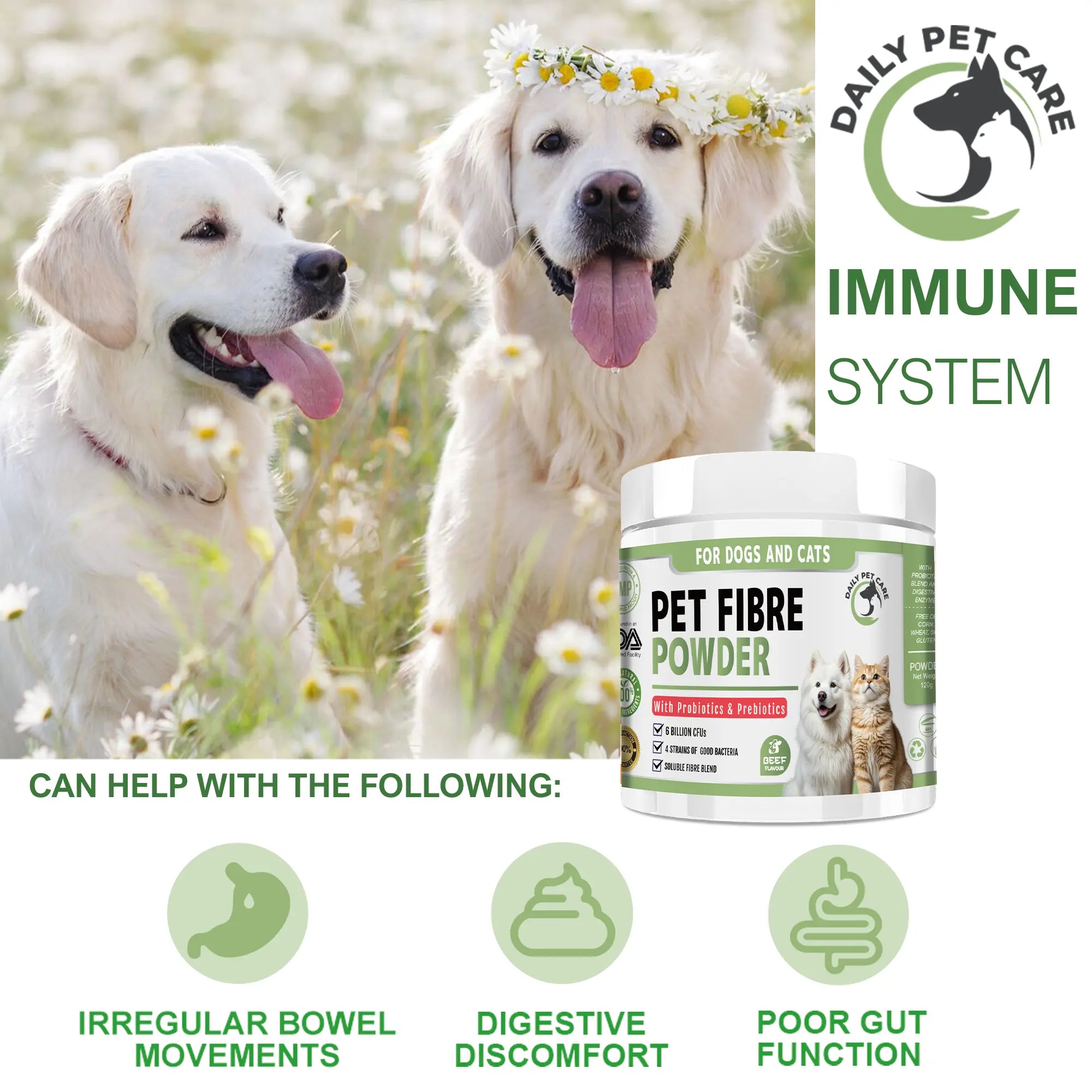6 billion CFU probiotic powder for dogs and cats gut health UK