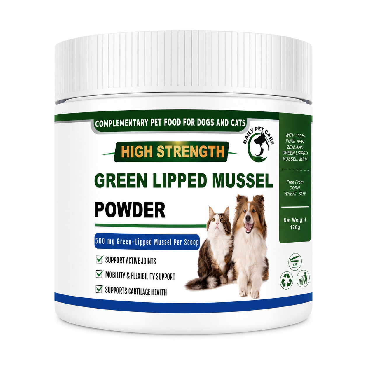 Green Lipped Mussel Powder for Dogs & Cats | Joint Supplement with Glucosamine, MSM & Chondroitin