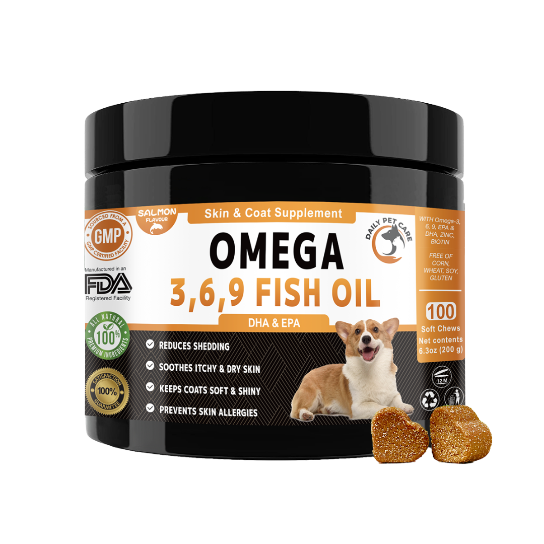 Omega 3, 6 & 9 Fish Oil Soft Chews for Dogs – Daily Wellness Blend